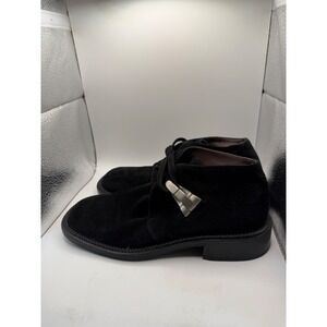 Goffredo Fantini Black Suede Chukka Boots Italy Metal Toggle Square Toe Mens 37